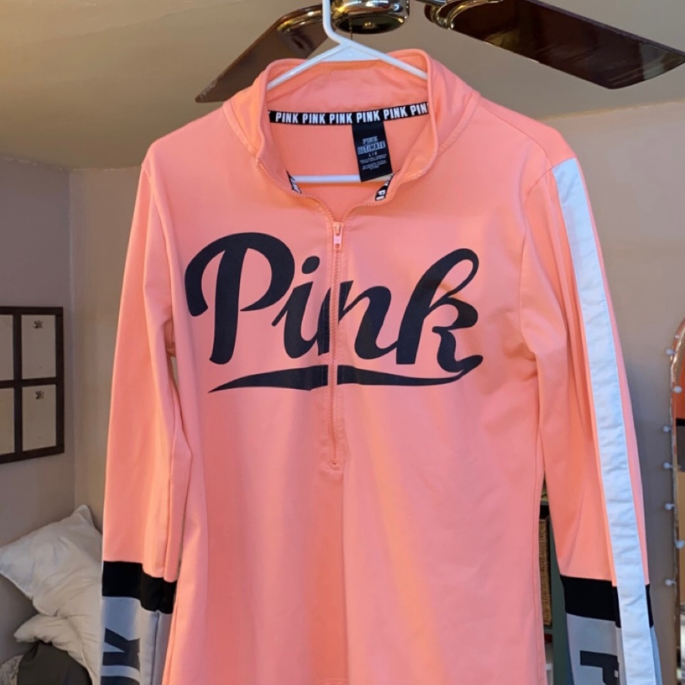 pink branded sweatshirt (no hood)